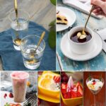 Golden Spoon Set/Coffee Spoon/Dessert Spoons/Cutlery Kitchen Tableware/Stainless Steel Gold Different Shape Coffee Spoons, (Set of 4 Pcs)