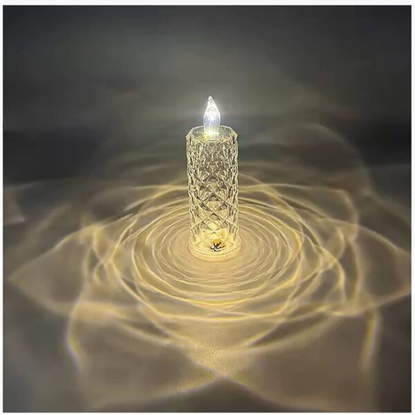 LED Candle Lamp with Rose Halo Refraction, Battery Operated Diamond Pillar Flameless Candle LED Electronic Candle Light On/Off Switch
