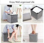Living Room Cube Shape Sitting Stool with Storage Box 30 X 30 X 30 cm Foldable Storage Bins Multipurpose Clothes, Books, and Toys Organizer with Cushion Seat Lid (30*30*30, Grey)