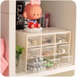 9 Grid Mini Plastic Acrylic Multipurpose Drawer Storage Box for Multi Layer Jewelry Sundries Organizer Desktop Office Supplies Cabinet | 4.72 x 7.08 x 3.93 inches | White