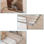 Soap Dish Holder Self Adhesive Wall Mounted Soap Sponge Holder Stainless Steel Storage Saver Rack for Home Kitchen Bathroom Shower Soap Stand Soap Tray Soap Basket (Self Adhesive Soap Dish)