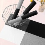 Dining Table PVC Placemat Set - Protect Table from Heat Stain Scratch and Anti-Skid-Style Black White Square