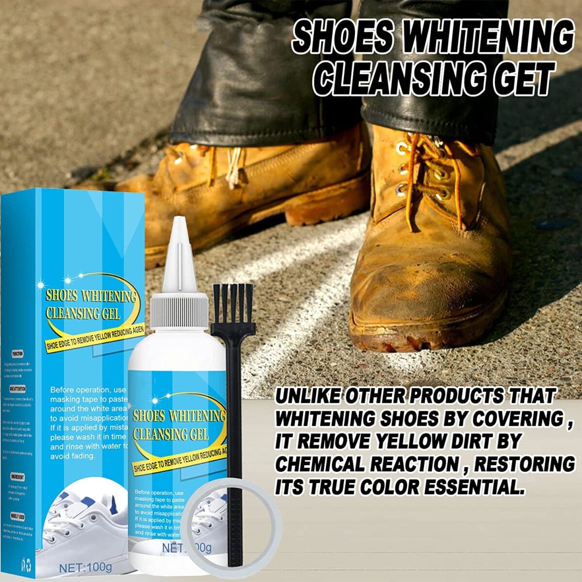 Shoes Cleaner for White Shoes, Sneakers, Leather Shoes, Suede, Tennis shoe cleaner, Shoes Whitening Cleansing Gel Shoe, Fast Acting Cleaner, Foaming Stain Remover for Shoes