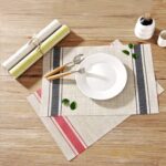 Heat-Resistant Placemats Stain Resistant Anti-Skid Washable PVC Table Mats Woven Vinyl Placemats 45x30 cm - Blue Line