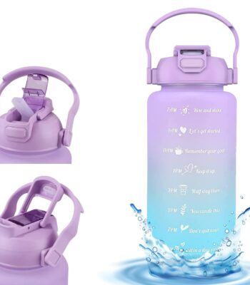 1500ml Sports Gallon Water Bottles, Motivational Water bottle with Time Marker Wide Mouth Big Water Bottle with Strap & Handle, Leakproof BPA Free Fitness Gym Sports Water Bottle