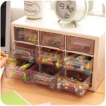 9 Grid Mini Plastic Acrylic Multipurpose Drawer Storage Box for Multi Layer Jewelry Sundries Organizer Desktop Office Supplies Cabinet | 4.72 x 7.08 x 3.93 inches | White