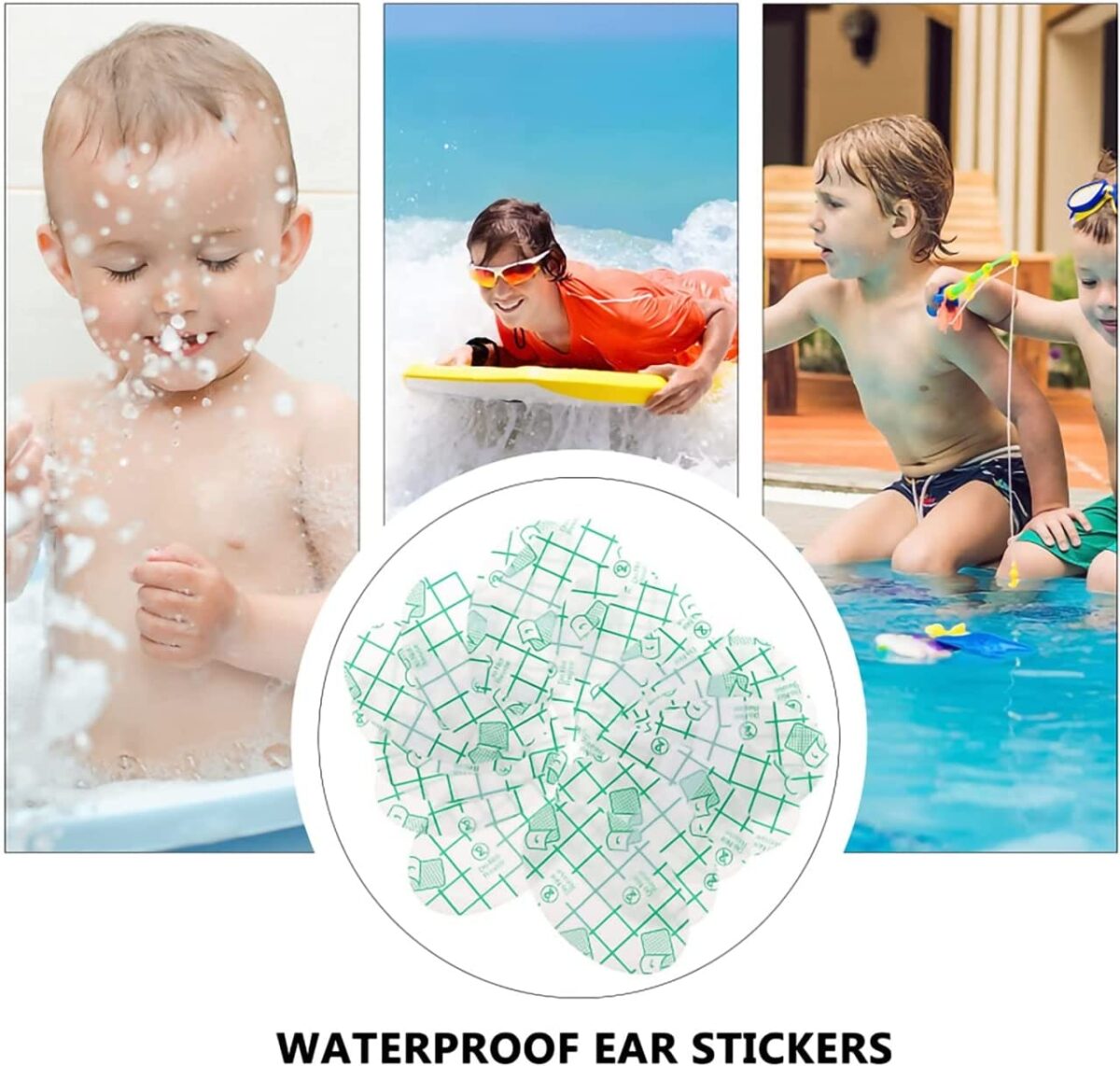 Baby Waterproof Ear Stickers, Baby Waterproof Ear Protector, Newborn Ear Protection for Swimming Showering Surfing Snorkeling and Other Water Sports Kids Size (1pcs)