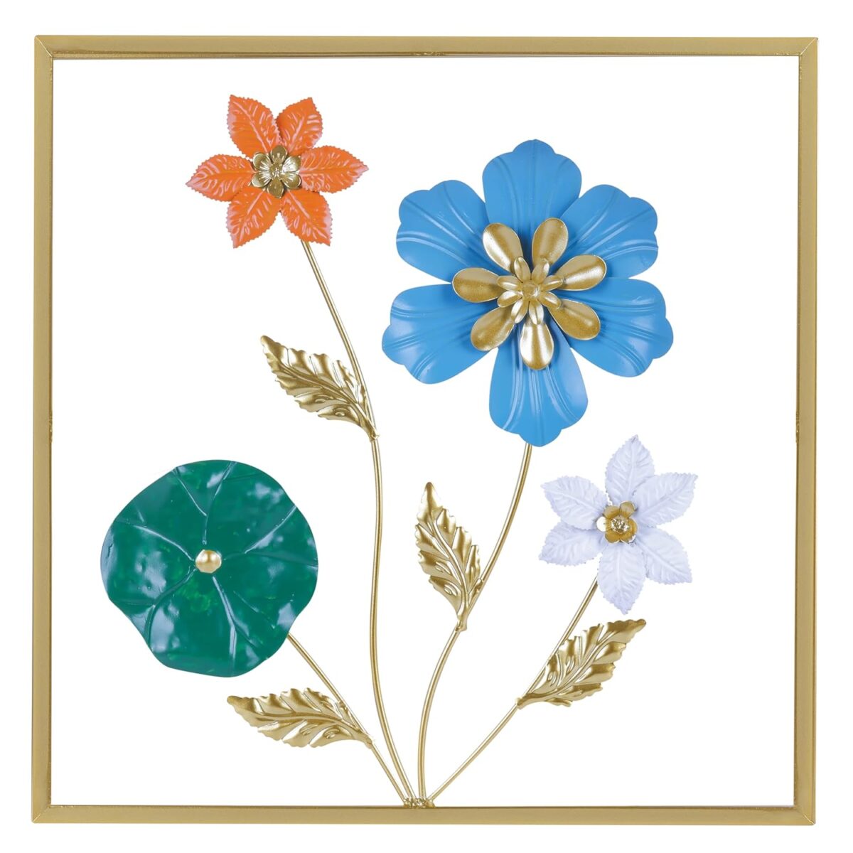 Gold Metal Wall Decor Flower Wall Hanging Decoration, Home Decor for Living Room Office Bedroom Hotel (16 X 16 Inch / 1 Pcs)